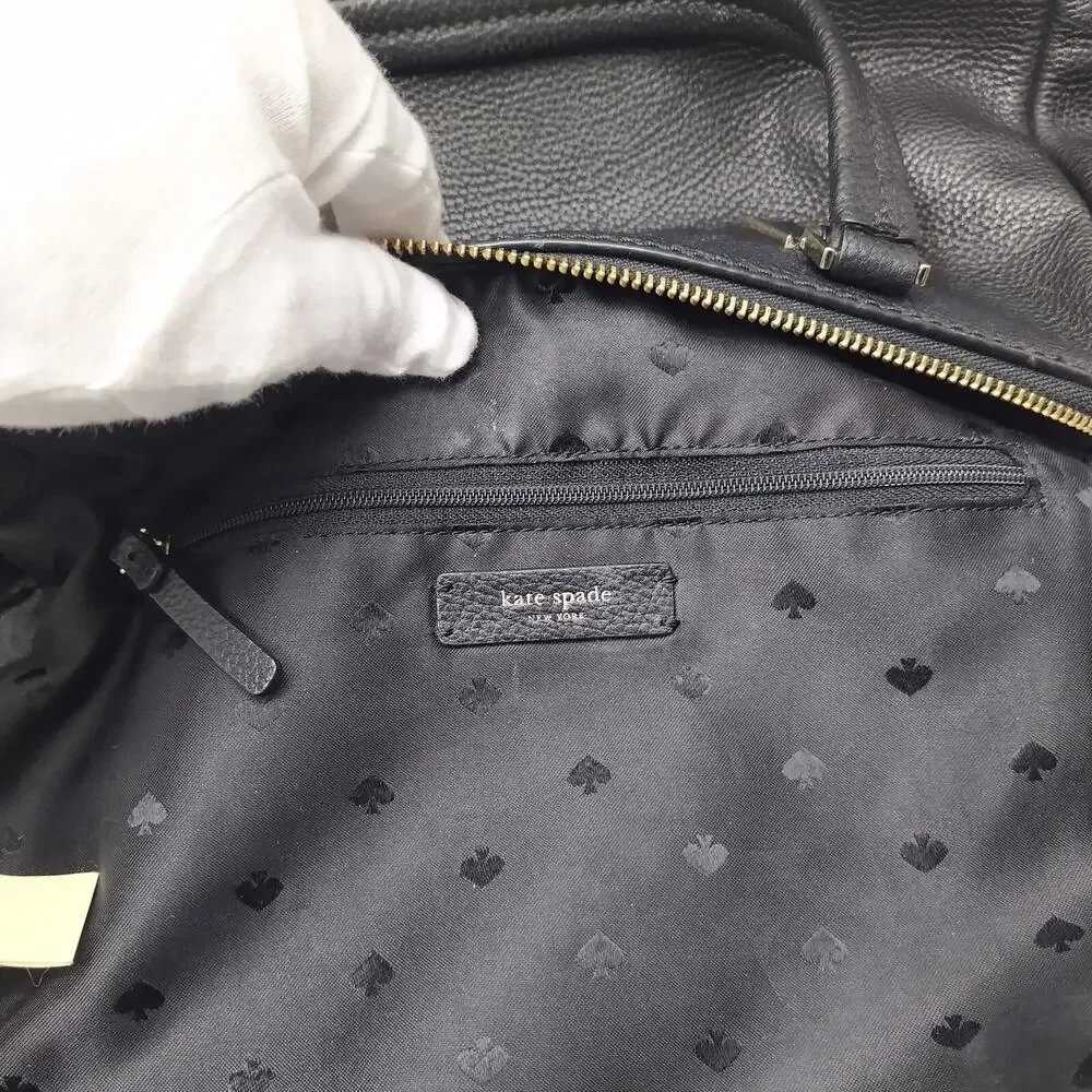 Kate Spade New York Black Leather Double Handles Zipper Satchel Shoulder Bag